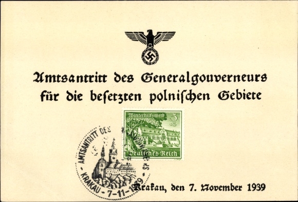 KP Kraków Kraków Polska, inauguracja Generalnego Gubernatora na okupowane ziemie polskie w 1939 r