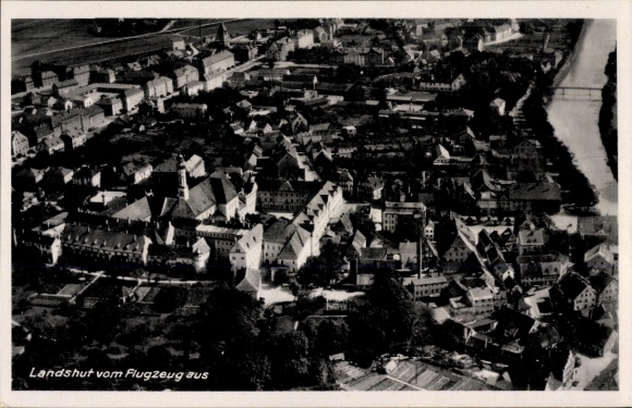 Postcard Landshut in Lower Bavaria, aerial photograph