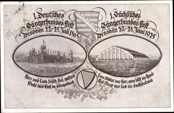 Passepartout PC Dresden, 1st Saxon Singers&#39; Association Festival 1925, Anniversary of the Singers&#39; Association Festival 1865