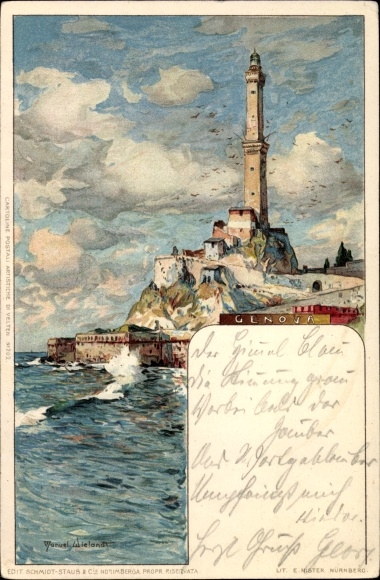 Artysta lito Wielandt, Manuel, Genua Genua Liguria, wybrzeże, latarnia morska