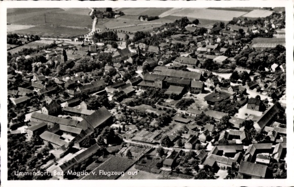 Postcard Ummendorf in Saxony Anhalt, aerial photograph