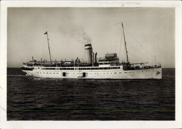 Postcard turbine express steamer Cobra, HAPAG Seaside Resort Service