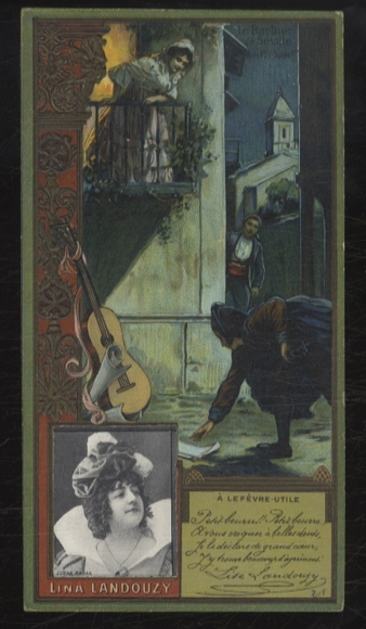 Merchant picture advertising card Lefevre-Utile Lu Art Nouveau, Lina Landouzy