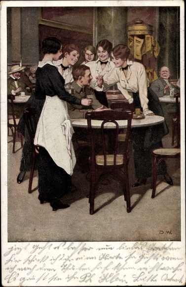 Artist PC Wennerberg, Bruno, The regular guest, soldier at the table, waitresses