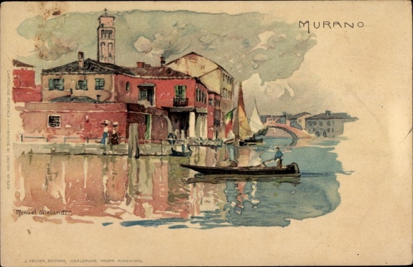 Artist PC Wielandt, M., Murano Venezia Venice Veneto, rowing party