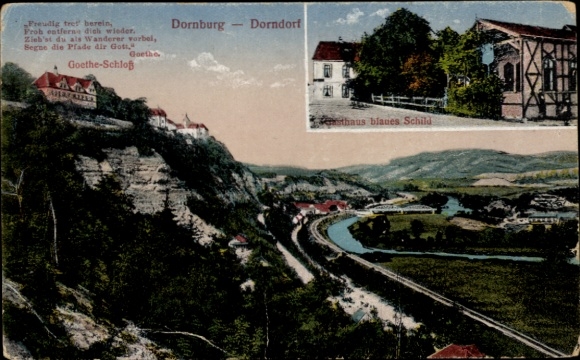 Postcard Dornburg an der Saale Thuringia, landscape photo, Goethe Castle, mountain with view, river