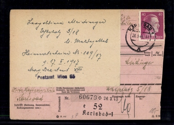 PAW No. 795 "Karlsbad 26.3.45" with certificate of origin