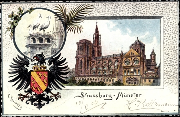 Herb passe-partout Artysta KP Perlberg, F., Strasbourg Strasburg Alzacja Bas Rhin, Münster