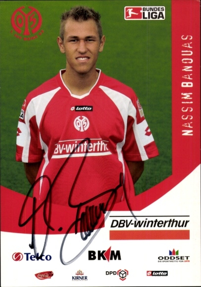 Autograph card footballer Nassim Banouas, 1. FSV Mainz 05, autograph
