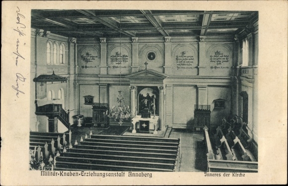 Postcard Annaburg Saxony Anhalt, military boys educational institution, church, interior view