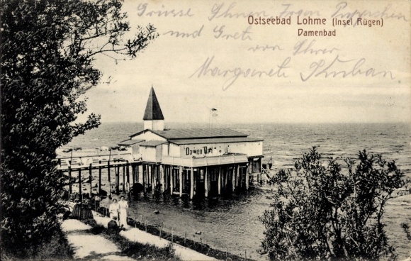 Ak Lohme auf Rügen, Damenbad, Strand