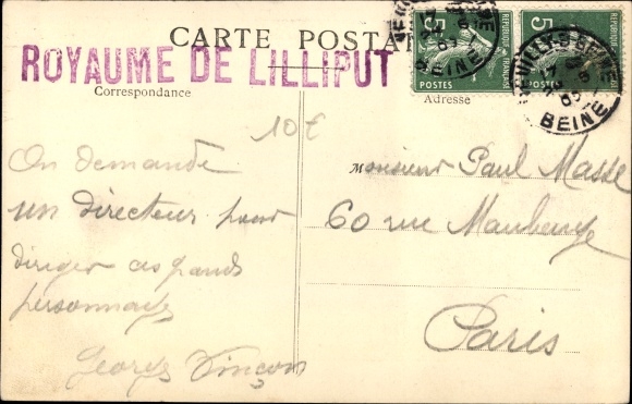 Postcard Royaume de Lilliput, Lilliputians in Disguise, director M Gerson
