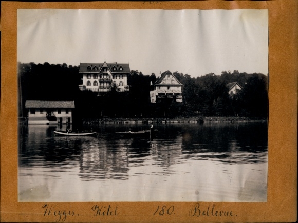 foto rond 1890, Rigi Kulm Kanton Schwyz, Panorama, Kanton Weggis Luzern, Hotel Bellevue