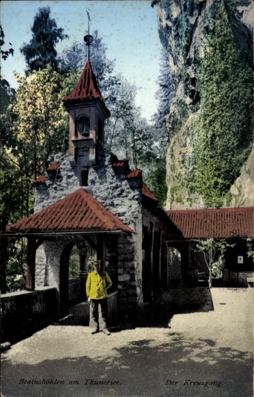 KP Gunten nad jeziorem Thun, kanton Bern, jaskinie Beatus, Kreuzgang, przyroda, szlak turystyczny, Szwajcaria