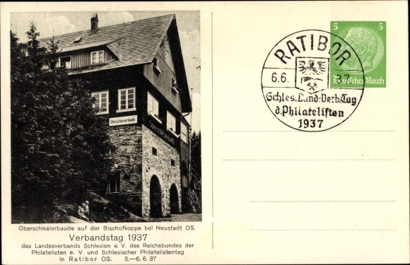 Briefpapier ansichtkaart Prudnik Neustadt Oberschlesien, Oberschlesierbaude, Bischofskoppe, PP 126 C 21 01