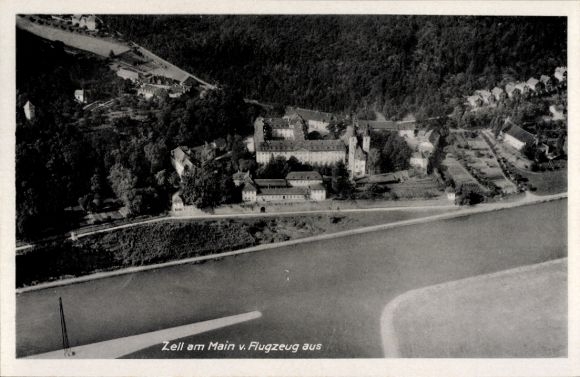 Postcard Zell am Main Lower Franconia, aerial photograph