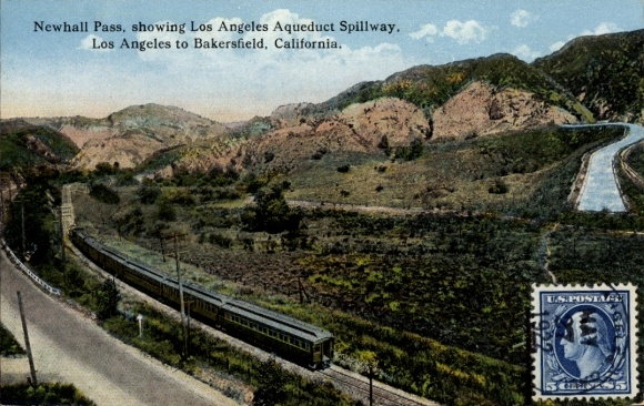 Postcard Los Angeles California USA, Newhall Pass, Aqueduct Spillway