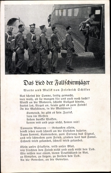 Lied Ak Das Lied der Fallschirmjäger, Friedrich Schäfer, Deutsche Wehrmacht