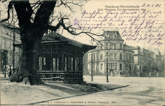 Postcard Hamburg Eimsbüttel Harvestehude, corner of Mittelweg and Harvestehuder Weg