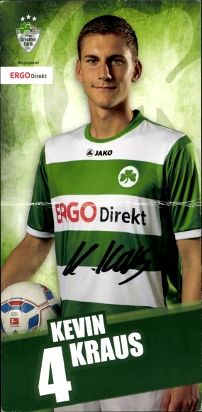 Autograph card footballer Kevin Kraus, SpVgg Greuther Fürth, autograph