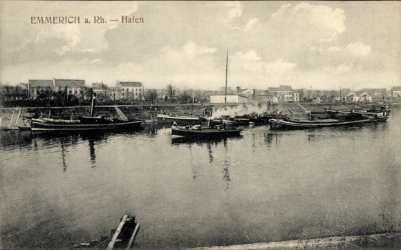 Postcard Emmerich am Rhein, harbor