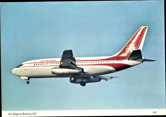 Postcard Algerian passenger plane Air Algerie, Boeing 737