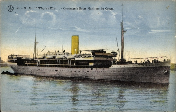 Ak SS Thysville, Belgische Seefahrtsgesellschaft des Kongo