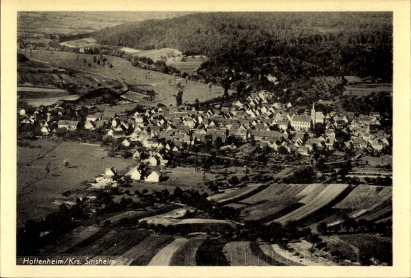 Postcard Hoffenheim Sinsheim in Baden, aerial photograph