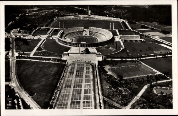 Postcard Berlin Charlottenburg Westend, Reichssportfeld, aerial photograph