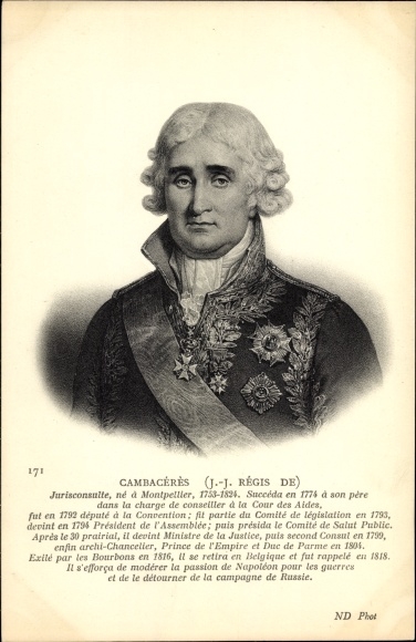PC Jean-Jacques Régis de Cambacérès, portrait