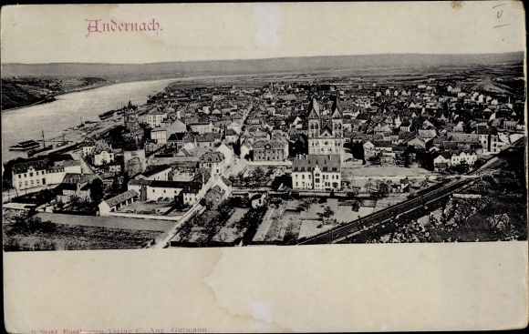Postcard Andernach am Rhein, total view of the village