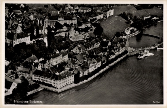 Postcard Meersburg on Lake Constance, view of the town, aerial photograph