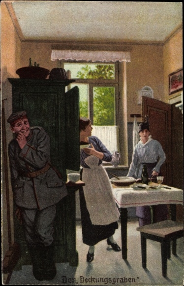 Artist Postcard The Cover Trench, Always Professional, Military Terminology, Soldier Hides