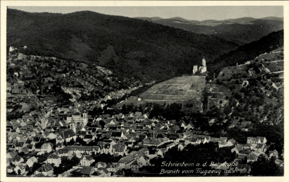 Ak Schriesheim an der Bergstrasse, luchtfoto, Branich