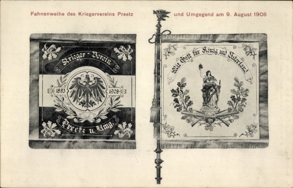 Postcard Preetz in Holstein, flag consecration of the warrior club in 1908