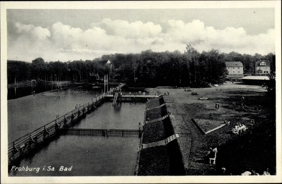 Postcard Frohburg in Saxony, outdoor pool