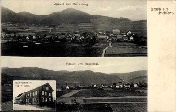 Postcard Kleinern Edertal Hessen, general view, view from Mühlenberg, Hasenlauf, restaurant