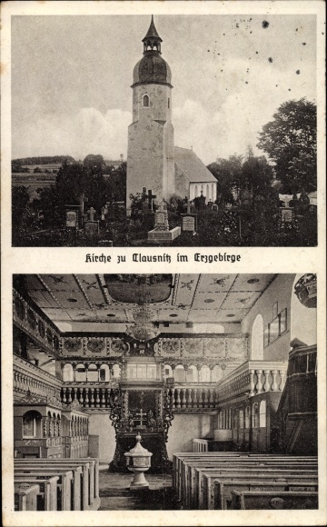 Ak Clausnitz Rechenberg Bienenmühle im Erzgebirge, Kirche zu Clausnitz