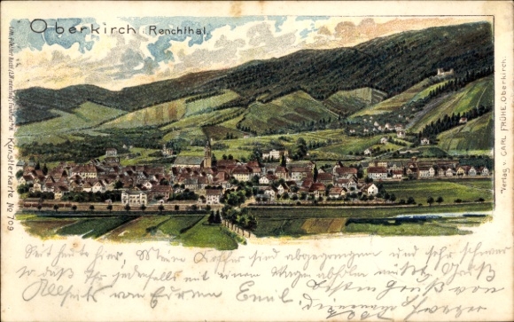 Chromo-Litho Oberkirch in Renchtal Baden, total view