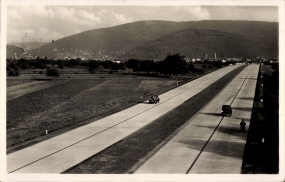 Postcard Reichsautobahn Mannheim Heidelberg