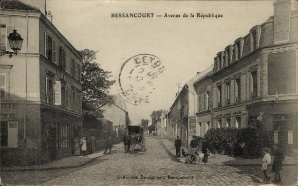 Ak Bessancourt Val d'Oise, Avenue de la République, Straßenansicht, Kutsche, Menschen, Poststempe