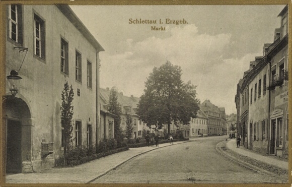 Ak Schlettau in het Erzgebirge, markt