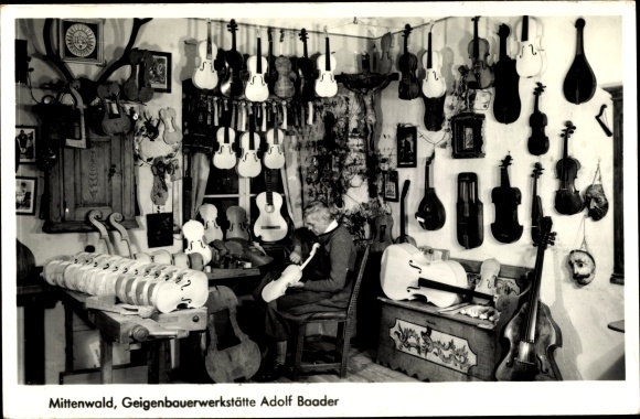 Ak Mittenwald, Geigenbauerwerkstätte Adolf Baader