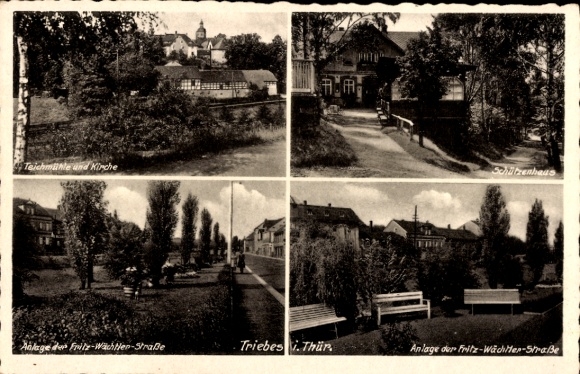 Ak Triebes in Thüringen, Fritz-Wächtler-Straße, Teichmühle, Schützenhaus