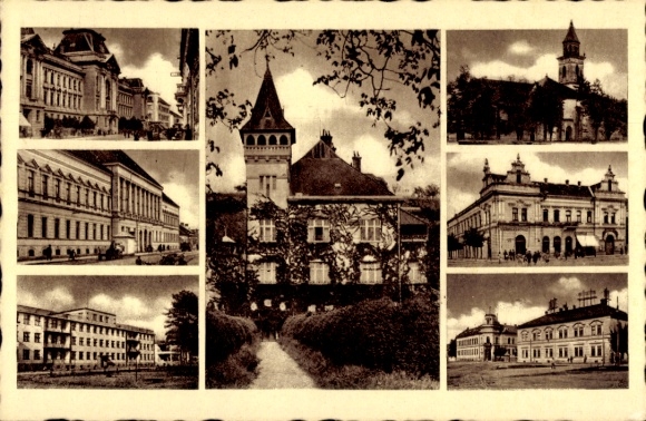 Ak Beregszasz Bergsaß Lampertshaus Ukraine, Detailansichten der Stadt
