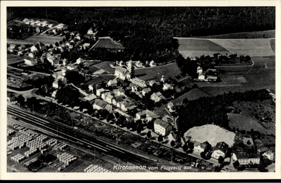 Postcard Kirchseeon in Upper Bavaria, aerial photograph