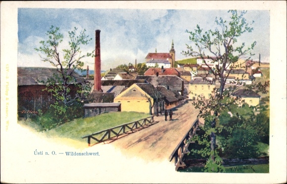 Artist Chromo-Litho Kopallik, F., Ústí nad Orlicí Wild Sword Pardubice Region, Wild Sword