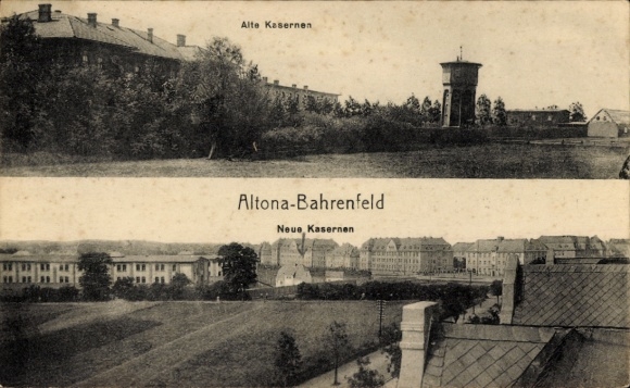 Postcard Hamburg Altona Bahrenfeld, Old and New Barracks