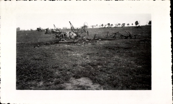 Photo Postcard Destroyed Soviet aircraft at a field airfield, WWII