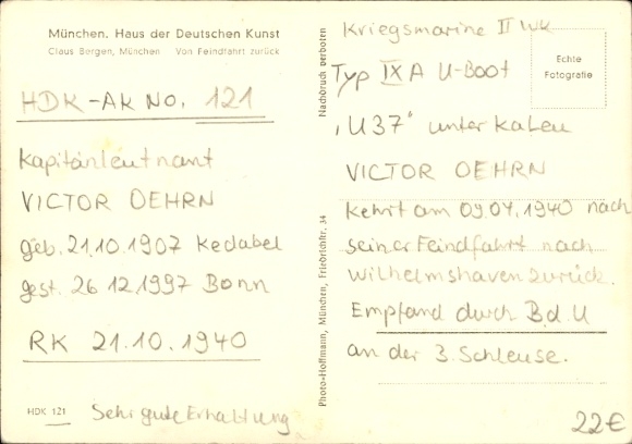 Artist Postcard Bergen, Claus, Returning from a combat mission, HDK 121, Type IXA U-boat U 37, Kriegsmarine